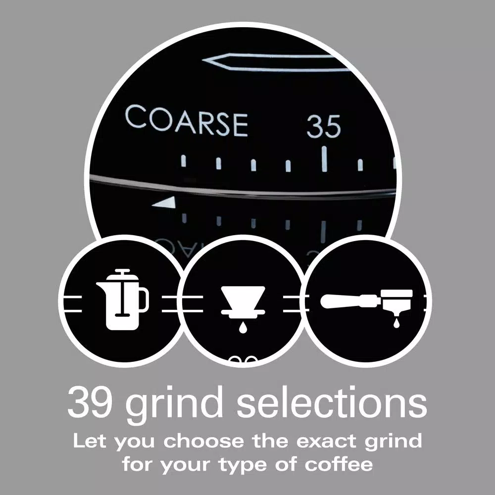 Hamilton Beach Professional Conical Burr Digital Coffee Grinder, 39 Grind Settings, Black & Stainless Steel