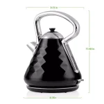 Ovente Cleo Collection 1.7L Electric Kettle, 1500W Stainless Steel Tea Kettle with Auto Shut-Off, Black thumbnail 2