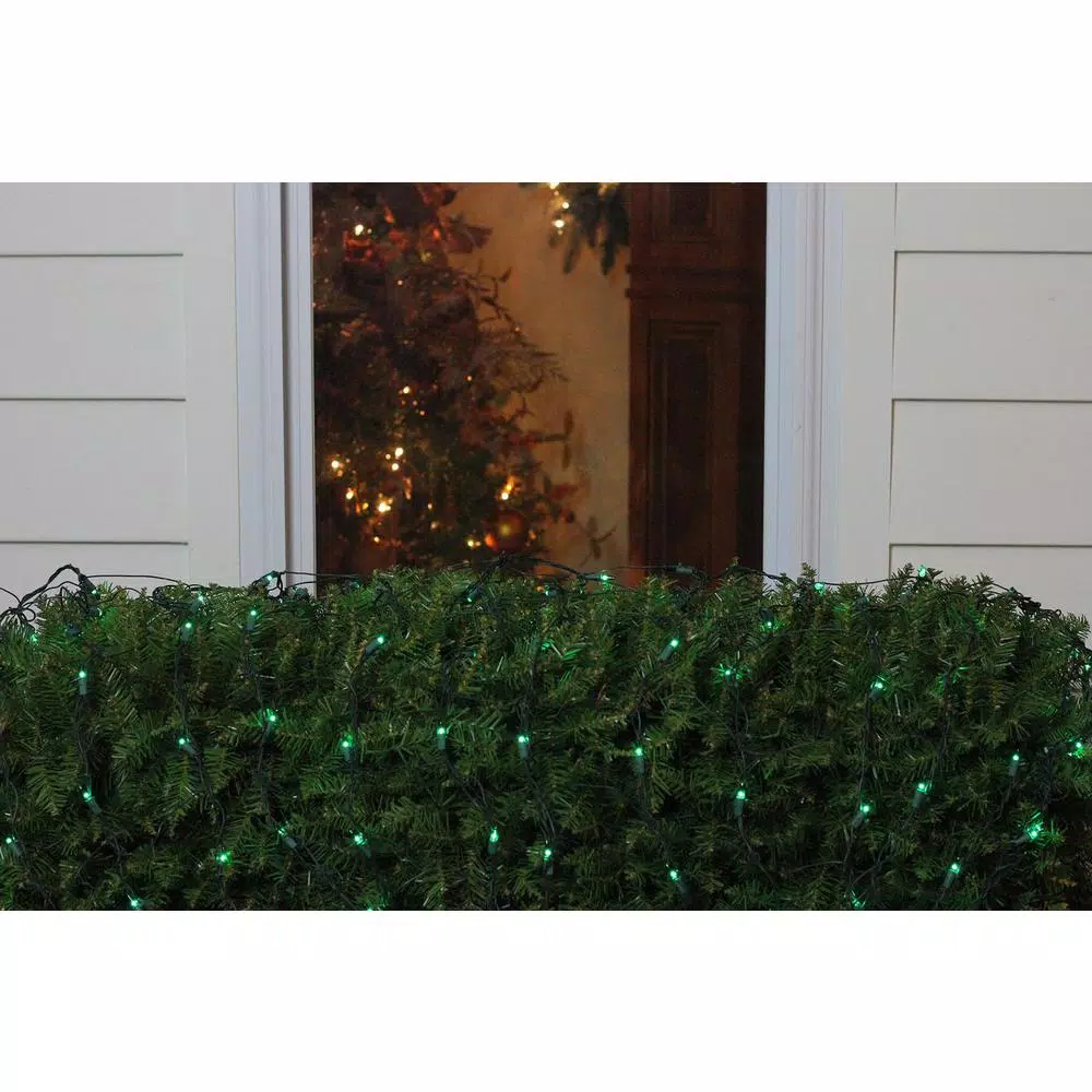 Northlight 4 ft. x 6 ft. Green Mini Net Style Christmas Lights with Green Wire, 150 Bulbs
