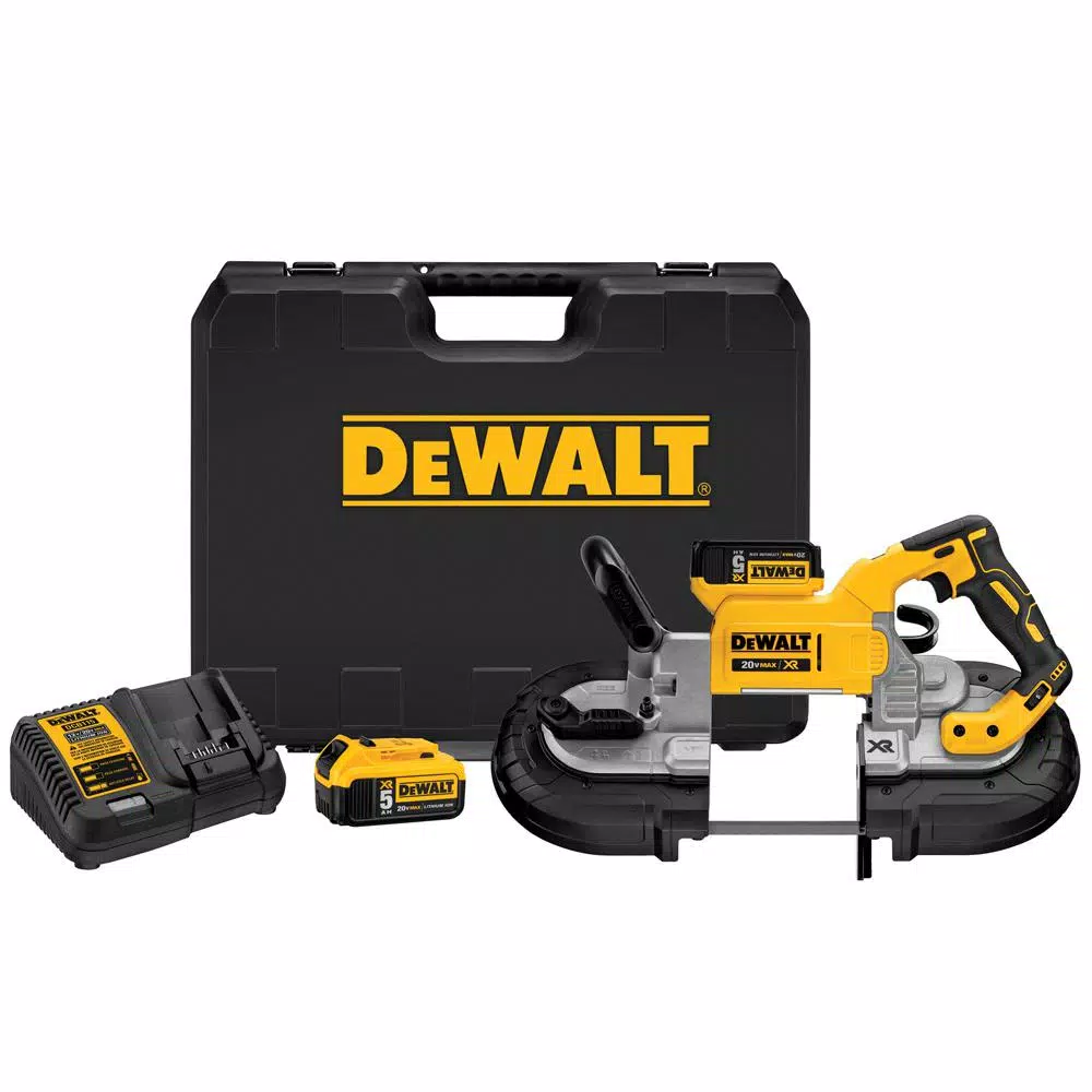 DEWALT 20V MAX XR Cordless Brushless Deep Cut Band Saw Kit with (3) 5.0 Ah Batteries & Charger