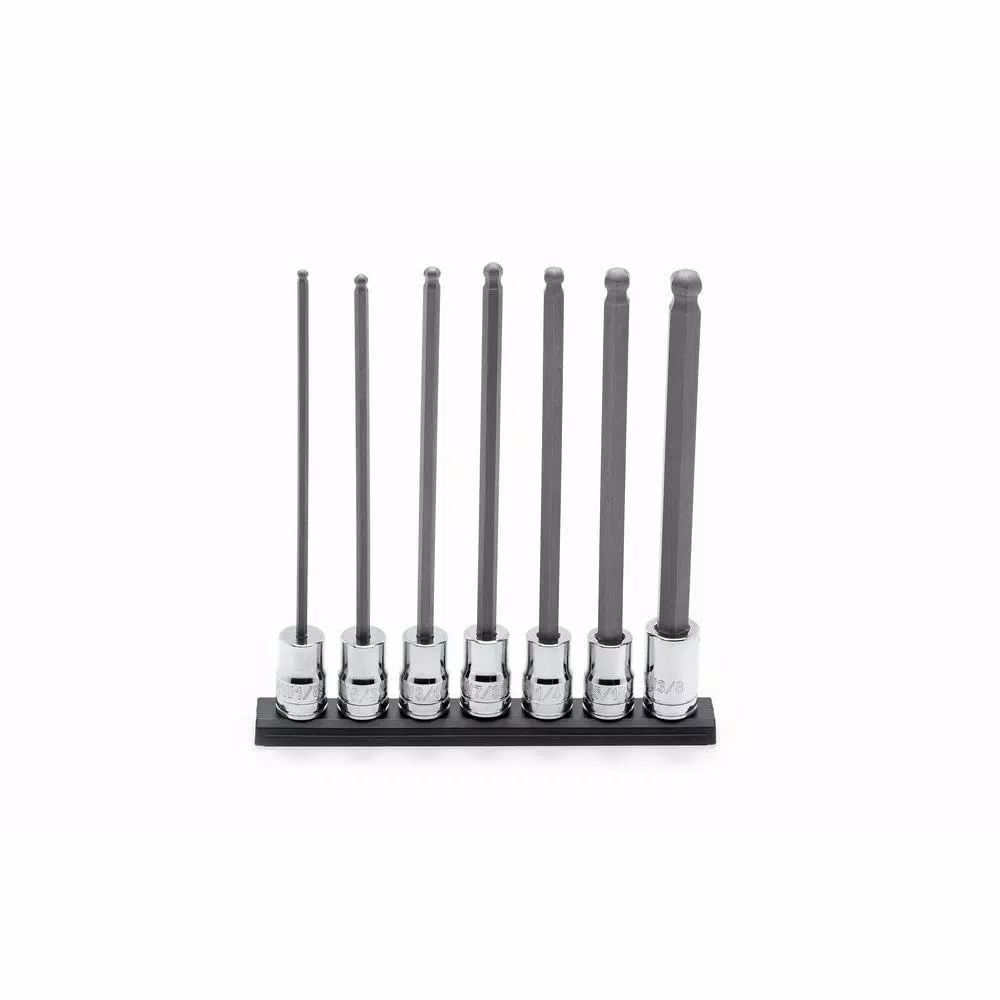 Husky 14-Piece 3/8 in. Drive Long Ball-End Hex Bit Socket Set, SAE and Metric