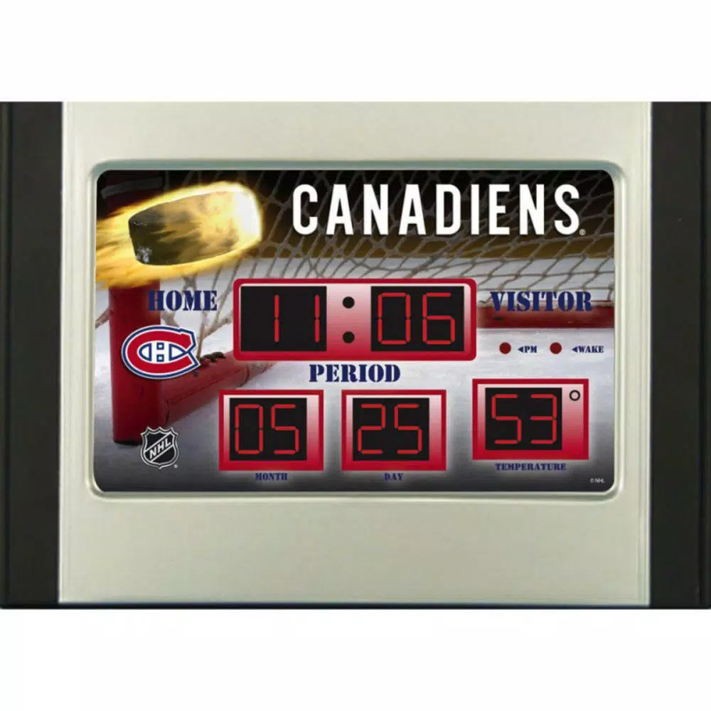 Team Sports America Montreal Canadiens NHL Scoreboard Digital Alarm Clock, Multi-Color