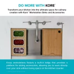 KRAUS Workstation Kitchen Sink Accessory Set: Bamboo Serving Board & 3 Stainless Steel Prep Bowls thumbnail 6