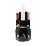 Mind Reader Black 3-Tier 18-Compartment Coffee Condiment Organizer, Large Breakroom Lazy Susan Station thumbnail 1
