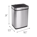 Honey-Can-Do 13 Gal. Stainless Steel Touchless Motion Sensor Trash Can with Digital Timer thumbnail 3