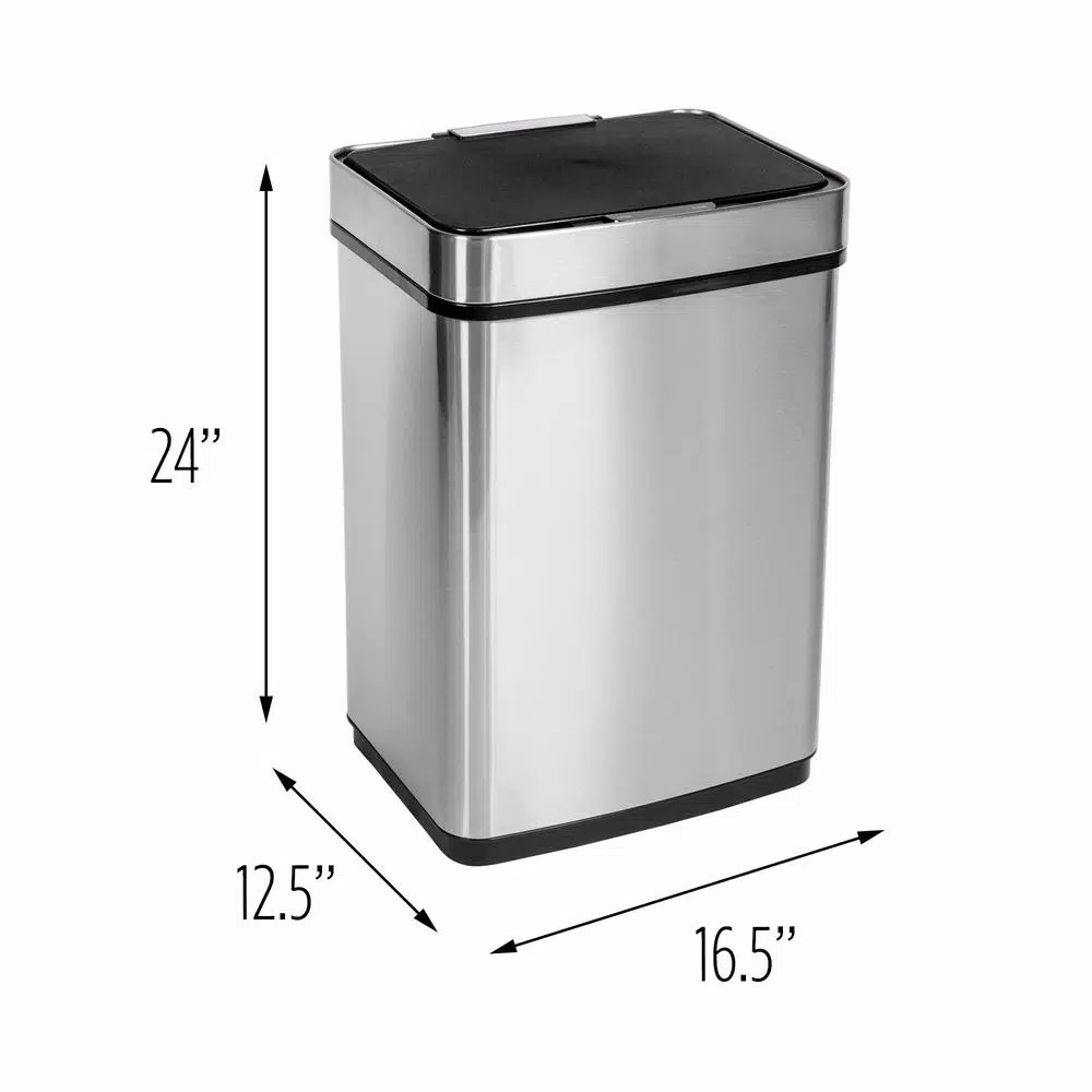 Honey-Can-Do 13 Gal. Stainless Steel Touchless Motion Sensor Trash Can with Digital Timer