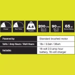 RYOBI ONE+ 18V Cordless Leaf Blower/Sweeper, 200 CFM, 90 MPH, Includes 2.0 Ah Battery and Charger thumbnail 3