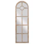 LITTON LANE Hayes Oversized Arch Distressed Brown Wood Window Mirror (72 in. x 23 in.) thumbnail 1