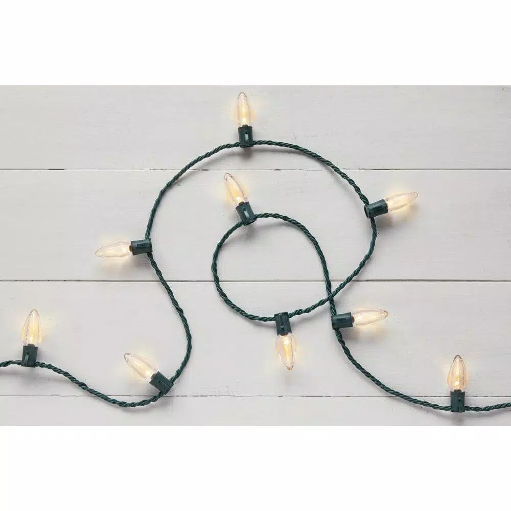 Home Accents Holiday C9 LED Warm White String Lights, 100 Count (Set of 2), 65.4 ft Total Length, Indoor/Outdoor