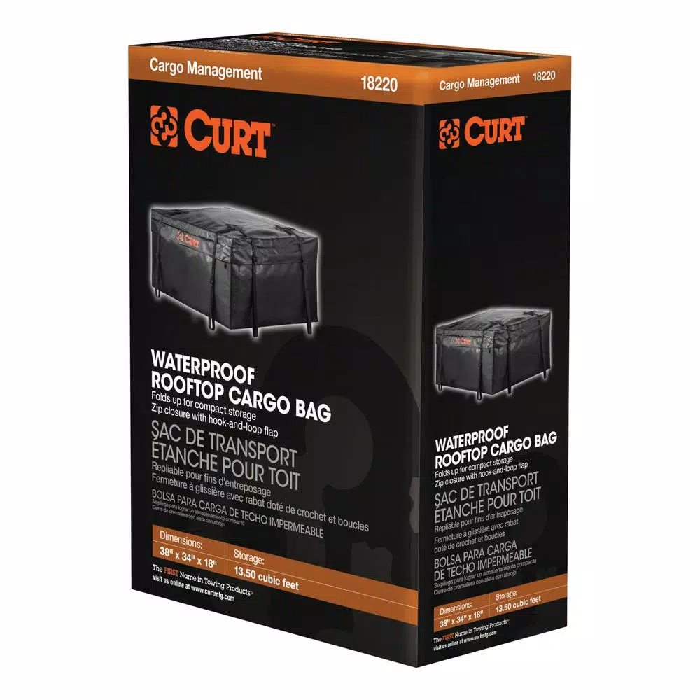 CURT 13.5 cu. ft. Water Resistant Rooftop Cargo Bag, UV-Resistant Vinyl