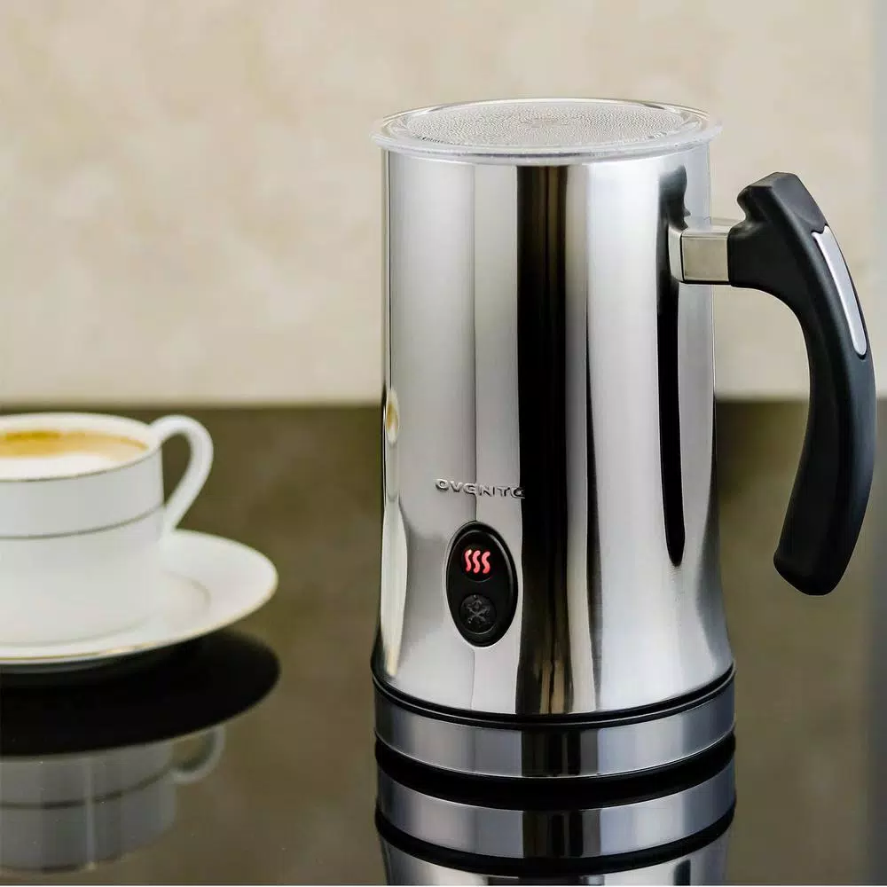 Ovente FR4810 Deluxe Milk Frother, 500W Stainless Steel Electric Frother and Heater with Two Whisks