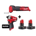 Milwaukee M12 FUEL 12V Cordless Oscillating Multi-Tool and Surge Impact Driver Combo Kit with (2) 3.0 Ah Batteries thumbnail 1