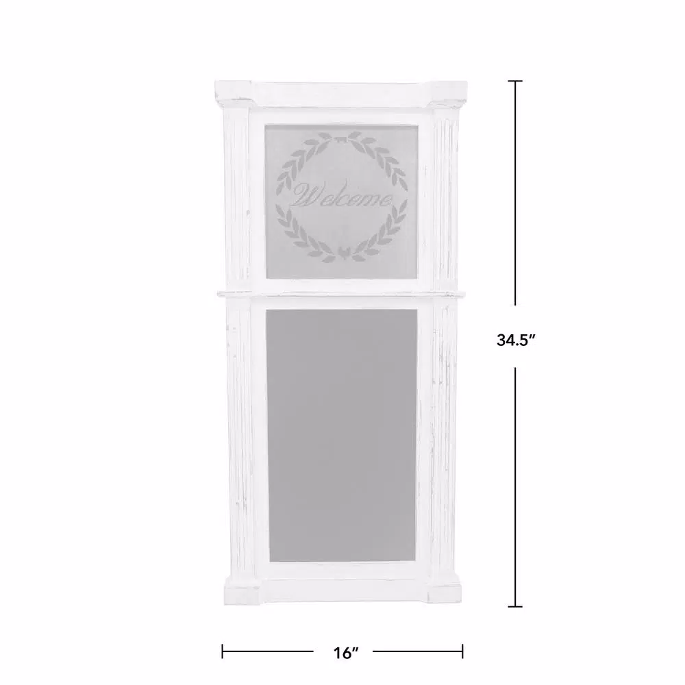 FirsTime & Co. FirsTime and Co. 34.5 in. x 16 in. Whitewash Wreath Chalkboard Memo Board, Farmhouse Style