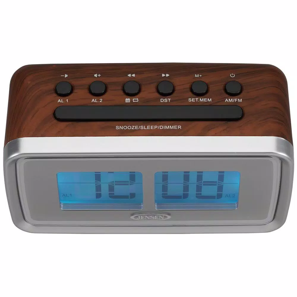 Jensen JCR-232 Retro Flip Style Digital AM/FM Alarm Clock with Dual Alarms
