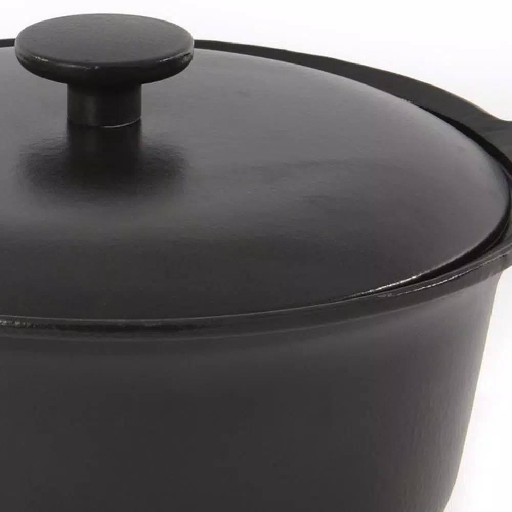 BergHOFF Ron 4.4 Qt. Cast Iron Stock Pot with Lid, Black