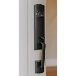 Delaney Briona Black Single Cylinder Deadbolt Entry Door Handleset with Santo Mushroom Style Interior Knob thumbnail 2
