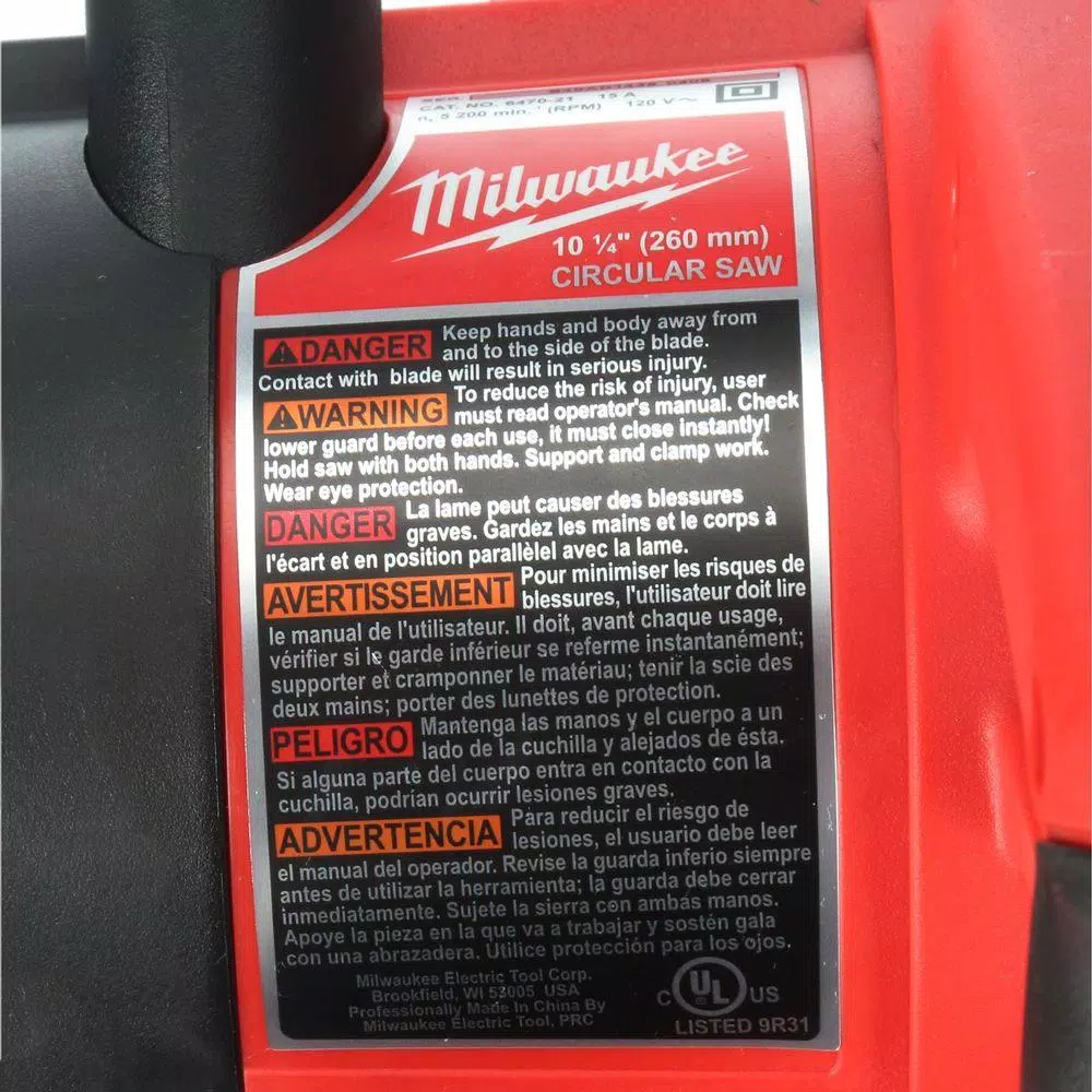 Milwaukee 15 Amp 10-1/4 in. Corded Circular Saw with Electric Brake
