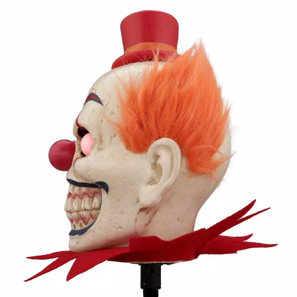 Unbranded 18 in. Scary Clown Head Pathway Markers with Red LED Eyes and Sound (Set of 4)