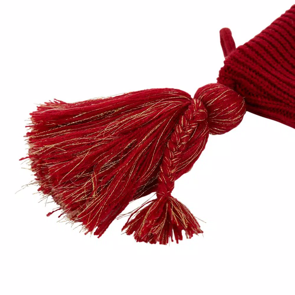 Glitzhome 24 in. Red Knitted Acrylic Christmas Stocking with Snowflake Design