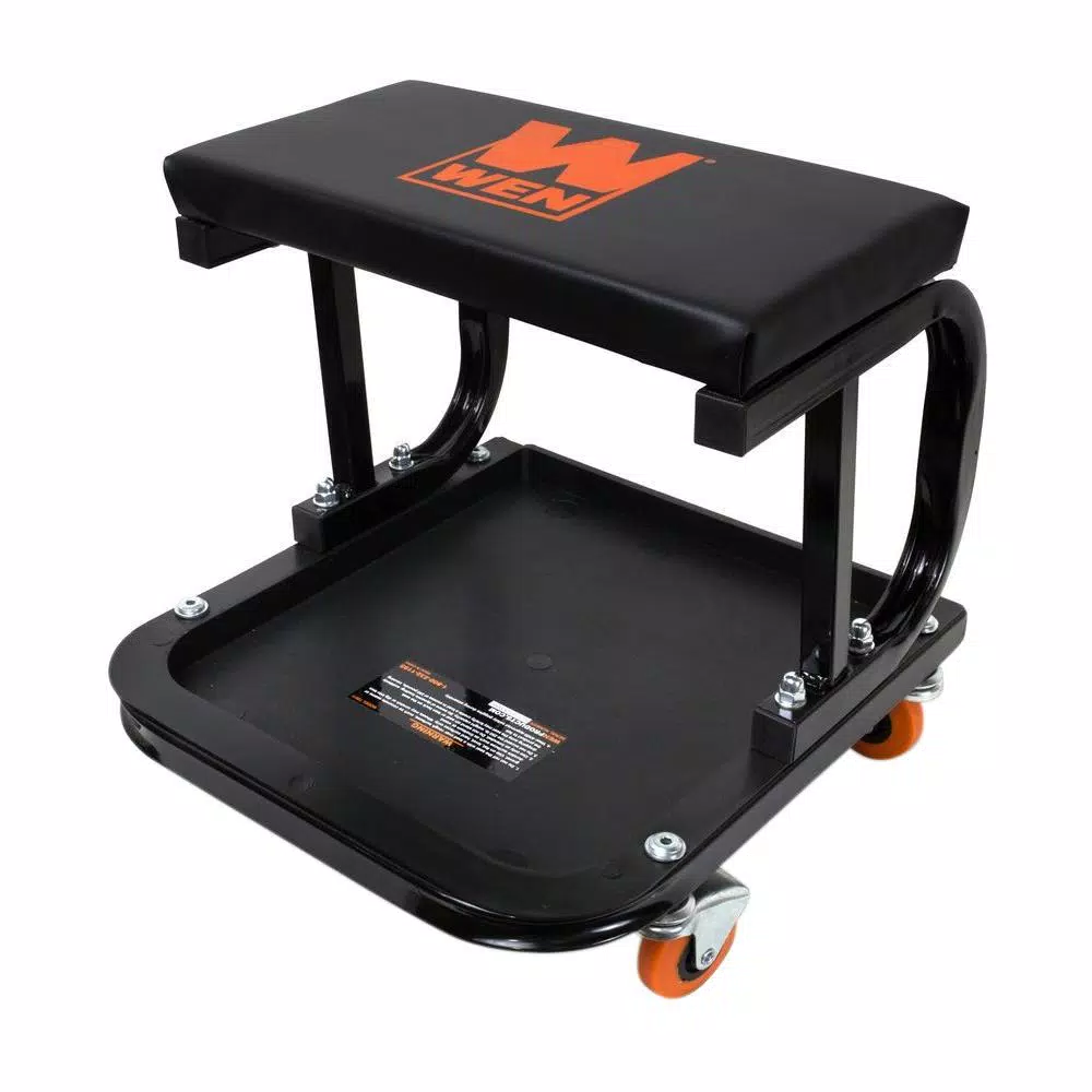 WEN Rolling Mechanic Seat with Onboard Storage, 250 lb. Capacity