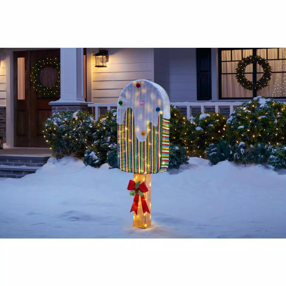 Home Accents Holiday 42 in. Warm White 60-Light LED Ice Cream Yard Decoration