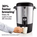 Hamilton Beach Fast Brew 45-Cup Stainless Steel Coffee Urn with 1-Hand Dispensing thumbnail 2