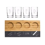 Cathy's Concepts Bamboo and Slate Craft Beer Tasting Flight Set with 4 Engraved 5.5 oz. Taster Glasses thumbnail 1