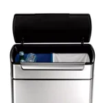 simplehuman 48-Liter Dual-Bucket Touch-Bar Recycling Trash Can, Brushed Stainless Steel thumbnail 4