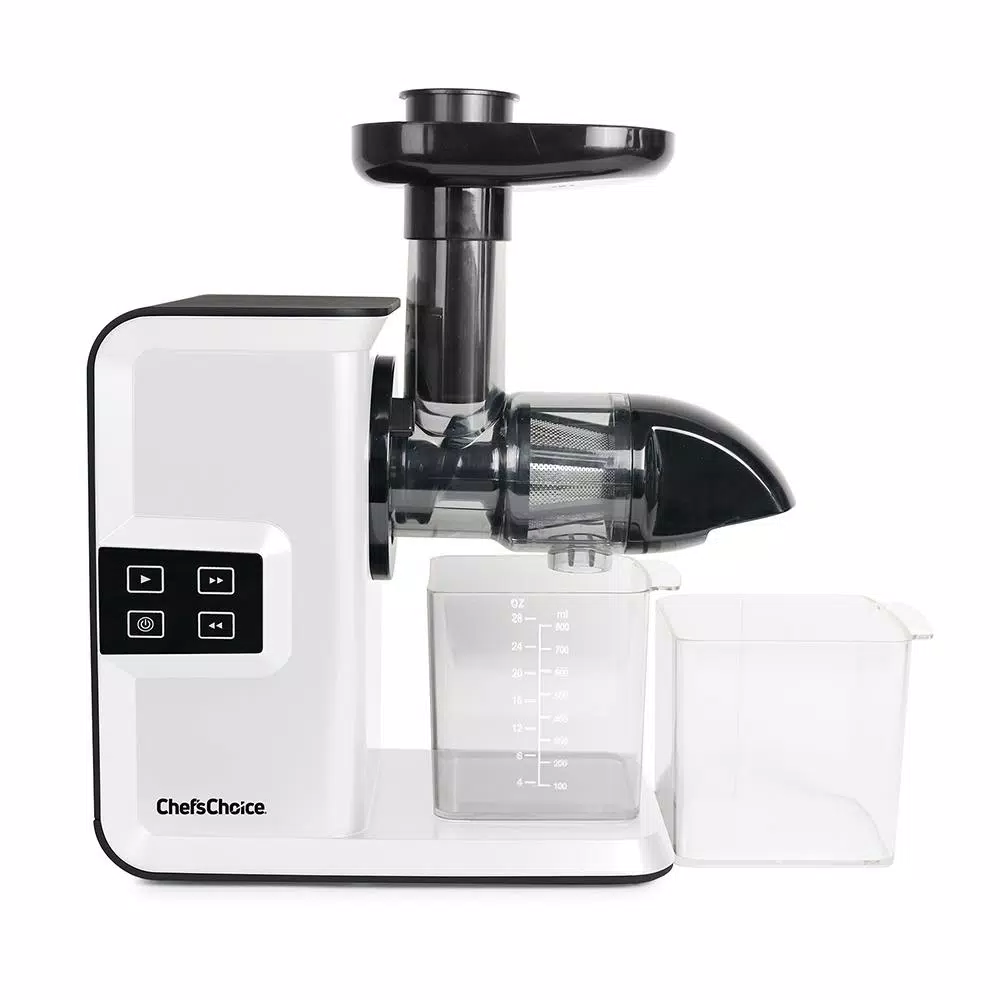 Chef'sChoice Chef's Choice Cold Press Masticating Juicer, White Horizontal Juicer with Digital Controls