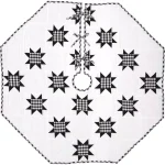 VHC Brands Emmie 55 in. Black and White Patchwork Christmas Tree Skirt - Hand-Quilted Cotton thumbnail 1