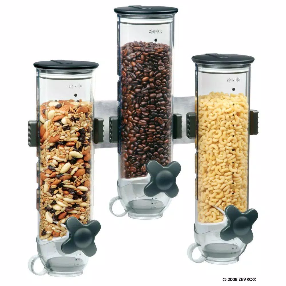 Honey-Can-Do SmartSpace Edition Wall-Mounted Triple Cereal Dispenser - Stainless Steel Dry Food Dispenser