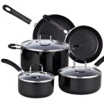 Cook N Home 8-Piece Aluminum Nonstick Cookware Set, Black thumbnail 1