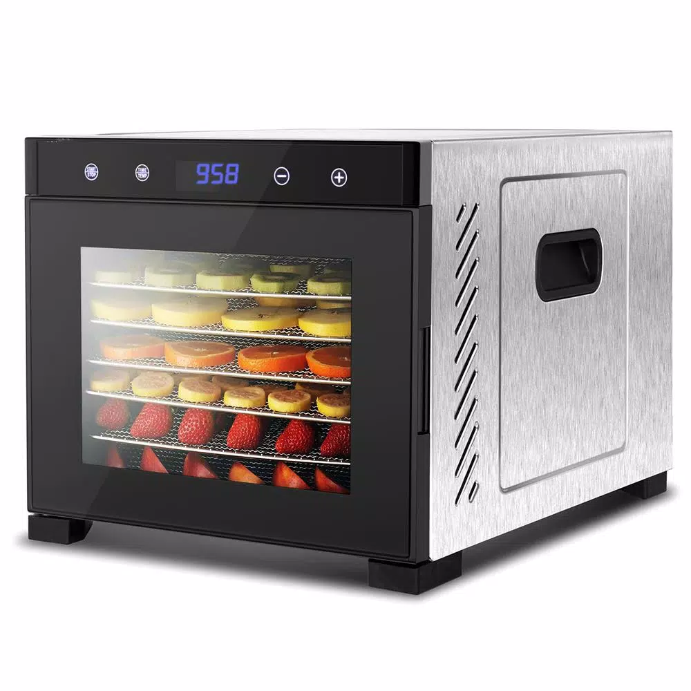 NutriChef 6-Tray Food Dehydrator Machine, 600W with Digital Timer and Temperature Control, Black