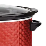 Brentwood Appliances 7 Qt. Red Slow Cooker with Removable Ceramic Pot and Tempered Glass Lid thumbnail 3