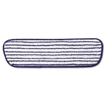 Rubbermaid Commercial Products 18 in. Microfiber Finish Mop Head, Blue and White Striped, Case of 6 thumbnail 1