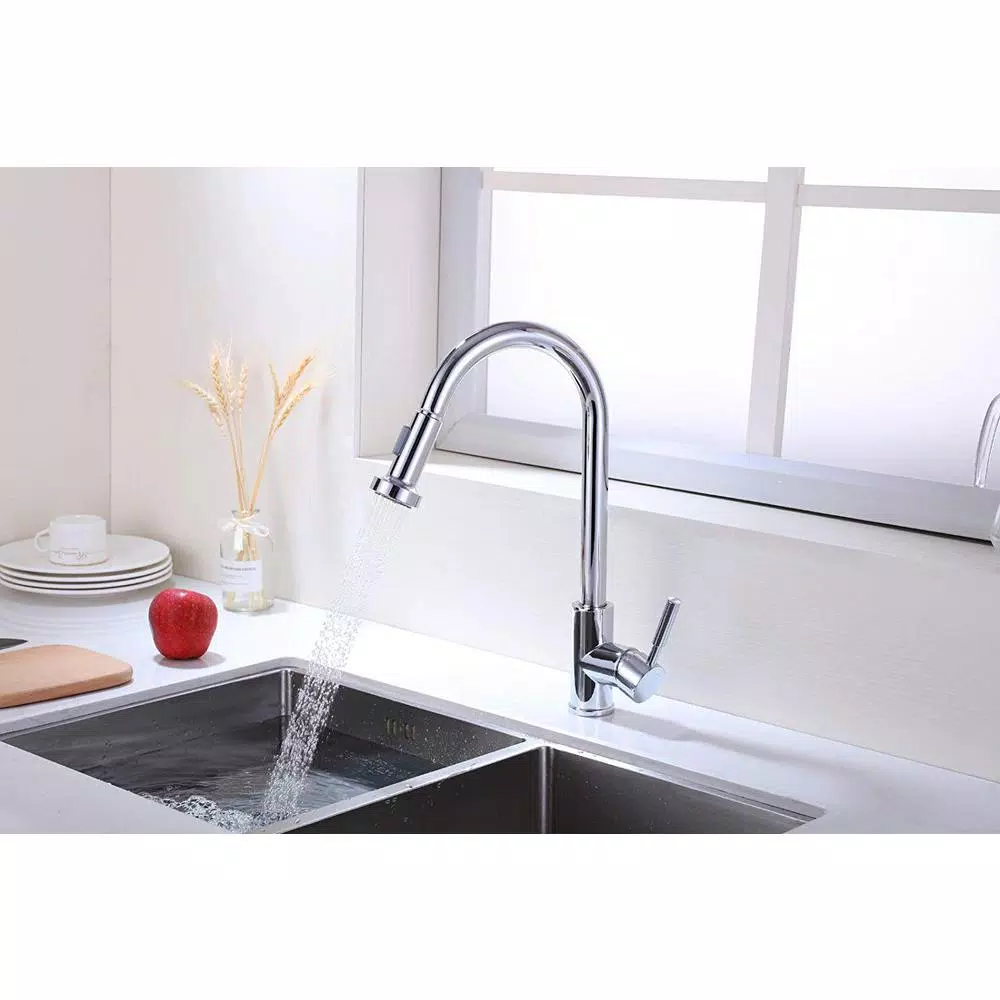 Vanity Art Single-Handle Pull-Down Kitchen Faucet, Chrome Finish, Brass Construction