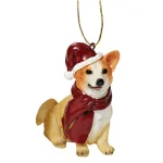 Design Toscano Welsh Corgi Holiday Dog Ornament Sculpture, Hand Painted Resin thumbnail 1