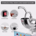 VIVOHOME Commercial Snow Cone Machine, 440lbs/hr Dual Blade Stainless Steel Ice Crusher with Acrylic Box thumbnail 4