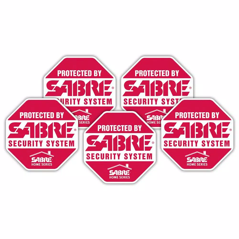 SABRE Security Decals (5-Pack) - Red Stop Sign Warning Signs for Home and Commercial Use