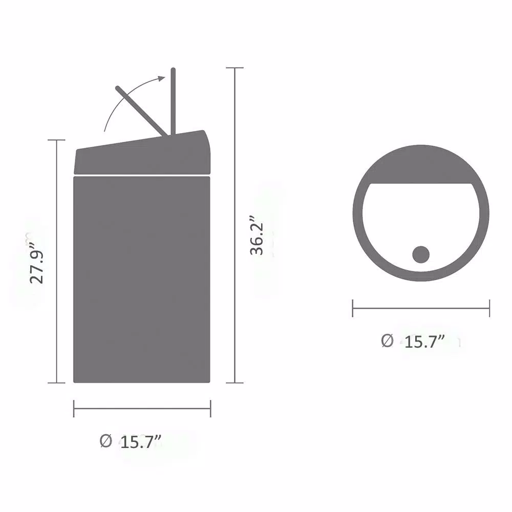 Brabantia 16 Gallon Matte Steel Fingerprint Proof Touch Top Trash Can
