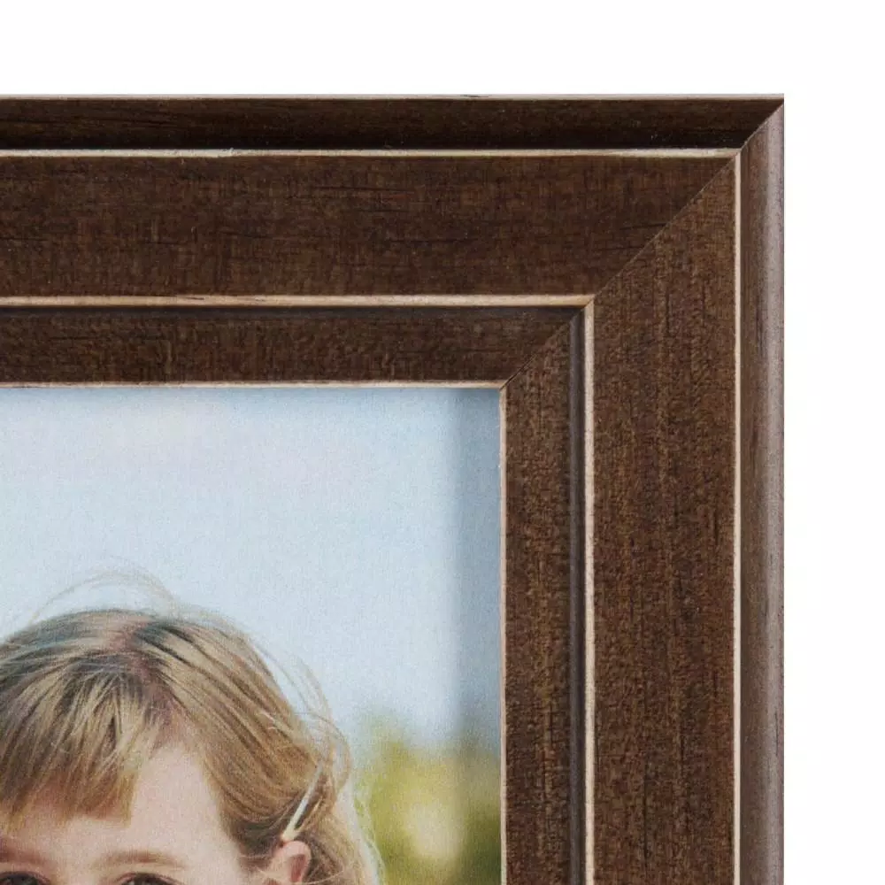 DesignOvation Kieva 5 x 7 in. Brown Solid Wood Picture Frame Set of 6, Distressed Classic Gallery Wall Set
