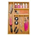 Seville Classics Bamboo Drawer Organizer Tray, 6 Compartments, 11.75 x 18 x 2 in. thumbnail 1