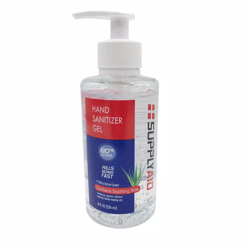 SupplyAID 8 oz. Hand Sanitizer Gel with 80% Ethyl Alcohol and Soothing Aloe Vera