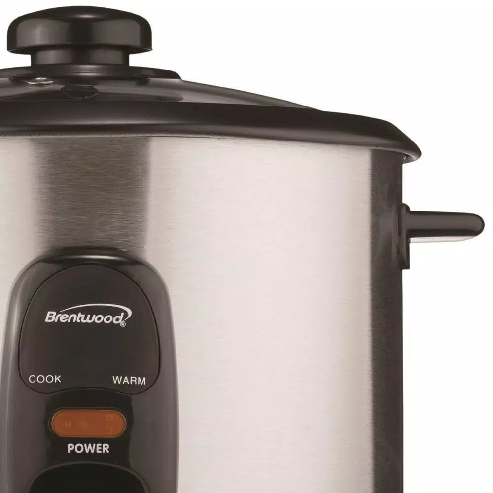 Brentwood 10-Cup Silver Rice Cooker with Stainless Steel Body and Nonstick Inner Pot