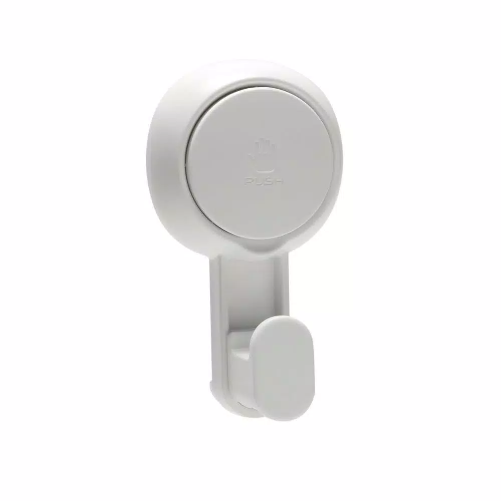 Bath Bliss 4 Pack Gel-Suction Power Hooks, Heavy Duty White Robe and Towel Hooks