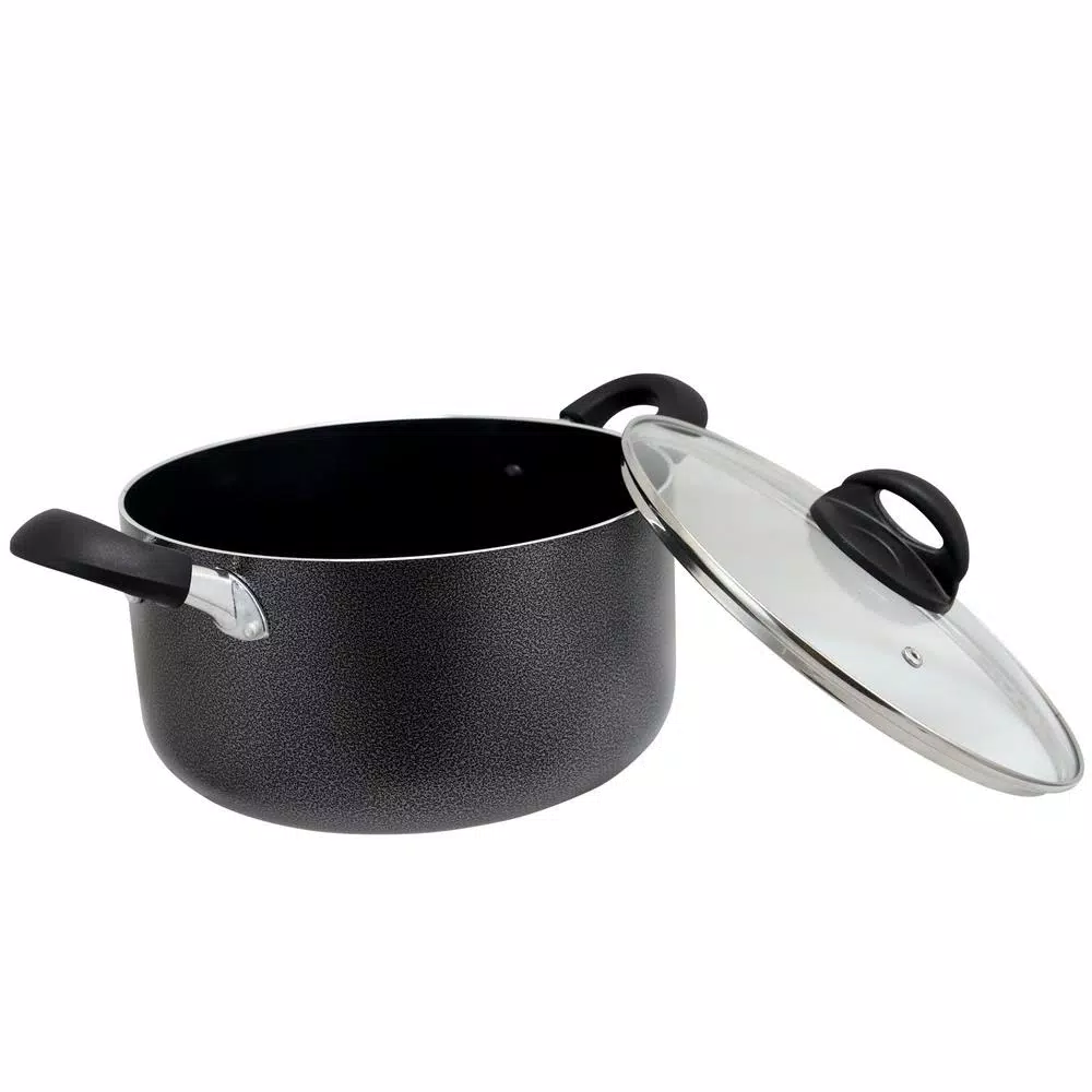 Oster Clairborne 6 Qt. Round Aluminum Nonstick Dutch Oven with Glass Lid, Charcoal Gray