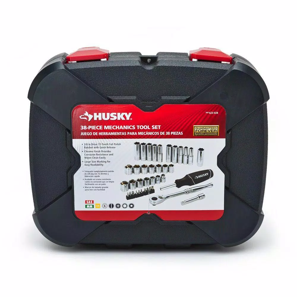 Husky 38-Piece 3/8 in. Drive Mechanics Tool Set with Chrome Alloy Steel Sockets