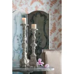 A & B Home 27.5 in. Magnesia Weathered White Metal Candlestick Candle Holder thumbnail 2