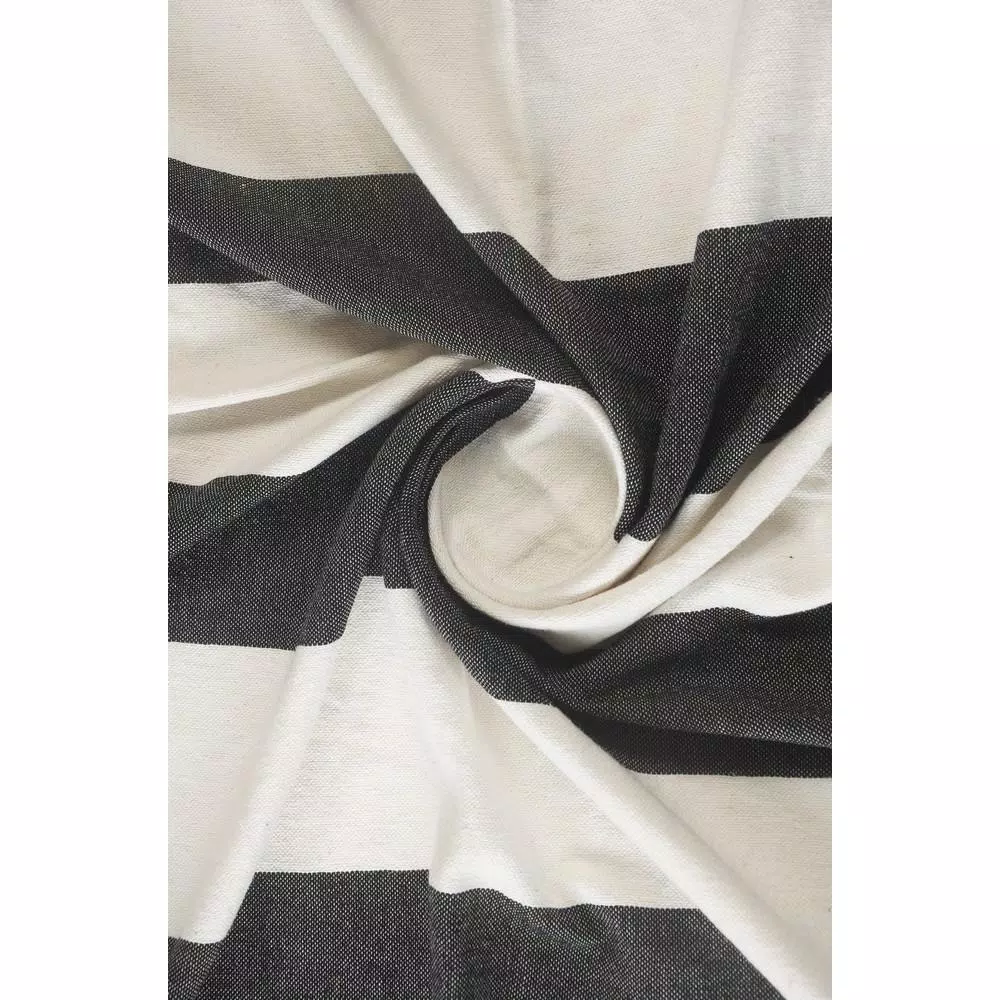 LR Home Metty Charcoal and Ivory Bold Striped Tasseled Cotton Throw Blanket