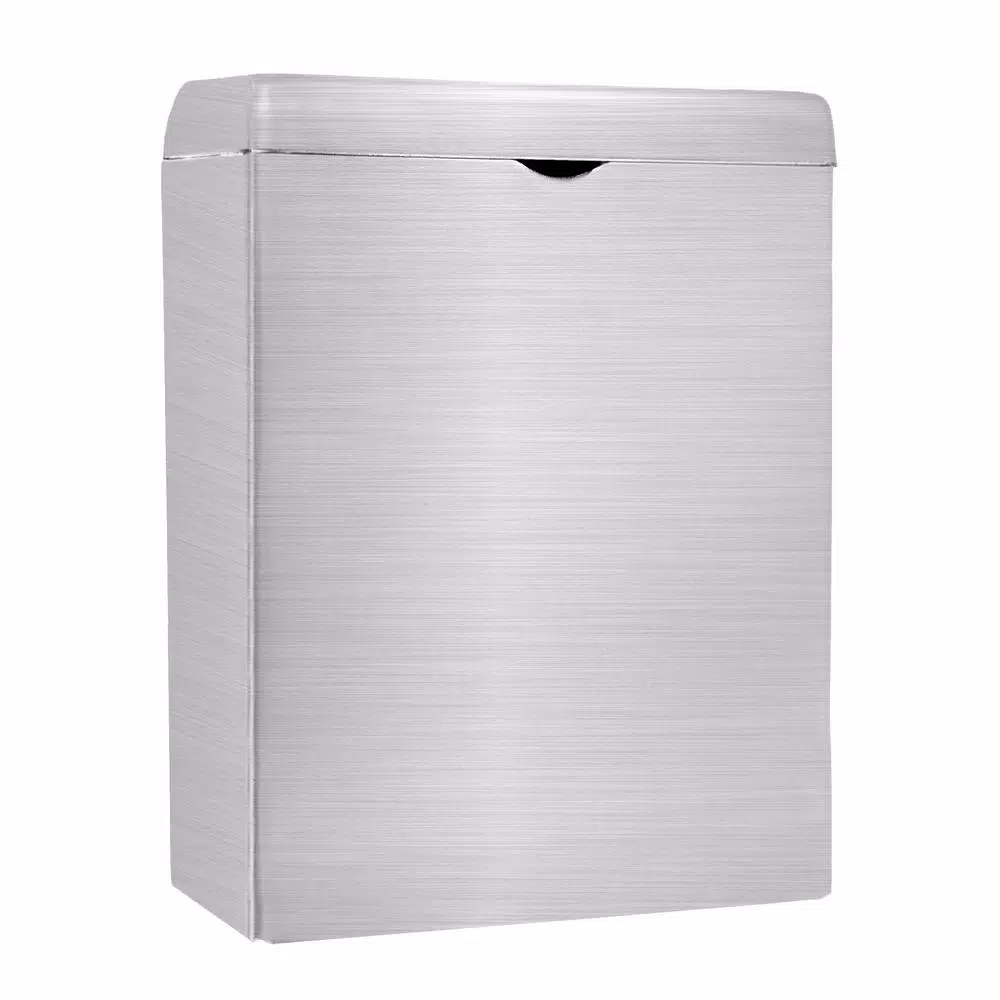 Alpine Industries Wall-Mounted Sanitary Napkin Receptacle, Brushed Stainless Steel